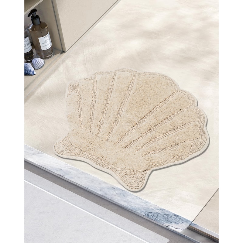 Better Trends Seashell Bath Rug 100% Cotton Absorbent Reversible Bathroom Mat Marilyn Collection