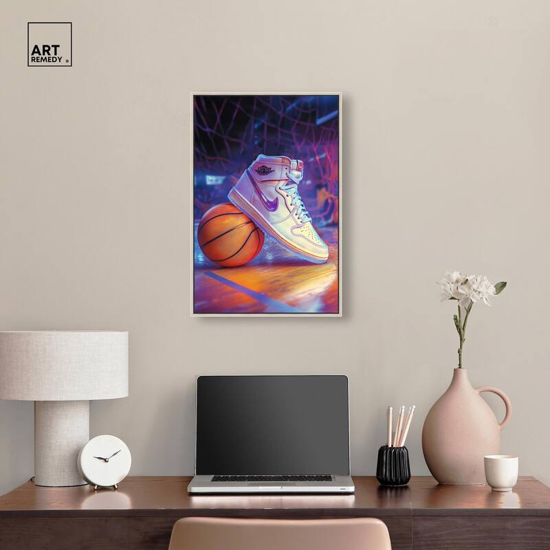 Neon Basketball Court Canvas by Art Remedy