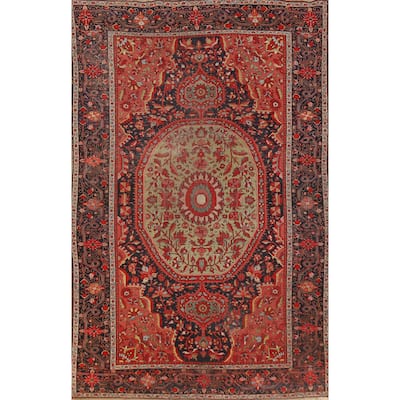 Vegetable Dye Sarouk Farahan Persian Area Rug Hand-Knotted Wool Carpet - 6'10" x 10'5"