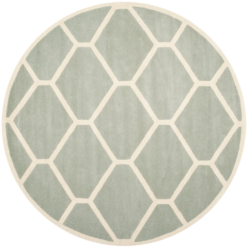 SAFAVIEH Handmade Chatham Afifah Modern Moroccan Wool Rug - 7' Round - Grey/Ivory