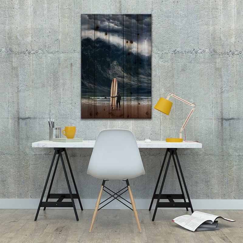 Surf Cataclysm Print On Wood by Evgenij Soloviev - Multi-Color