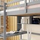 preview thumbnail 4 of 11, Grey Twin Wood Loft Bed with Desk & Shelves