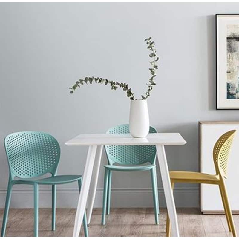 Armless Stacking Molded Matte Dining Side Chairs Patio Indoor Outdoor Kitchen Bedroom Set of 2