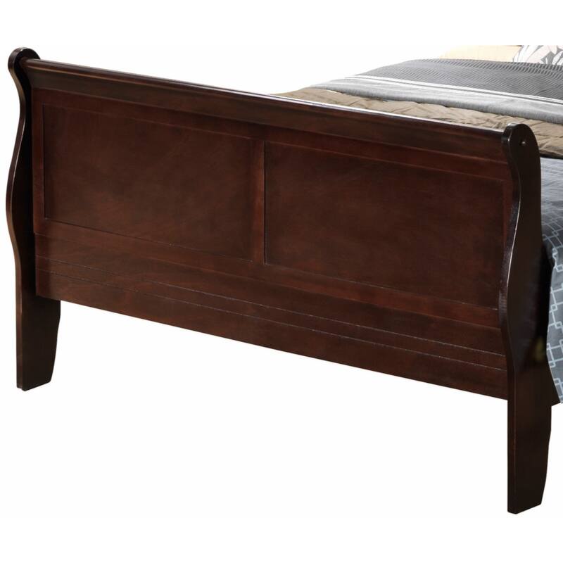 Beige Platform Bed with Wood Trim, Full Size