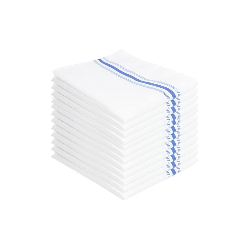 Arkwright Home 18x22 Inch Striped Bistro Napkins - Pack of 12 - Blue