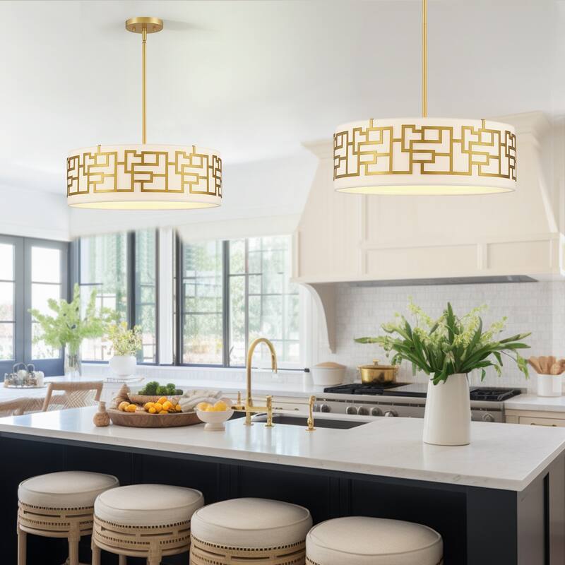 Murray 4-light drum Pendant chandelier with Gold frame - 20 in. W