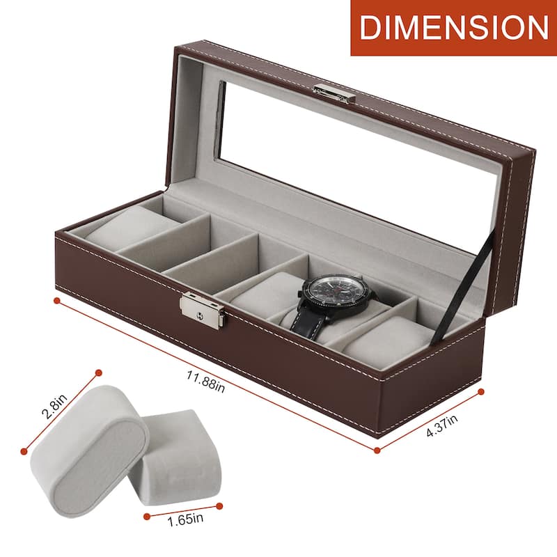 6 Slot Watch Display Case Watch Box Organizer, Father's Day Gift Watch Holder Organizer