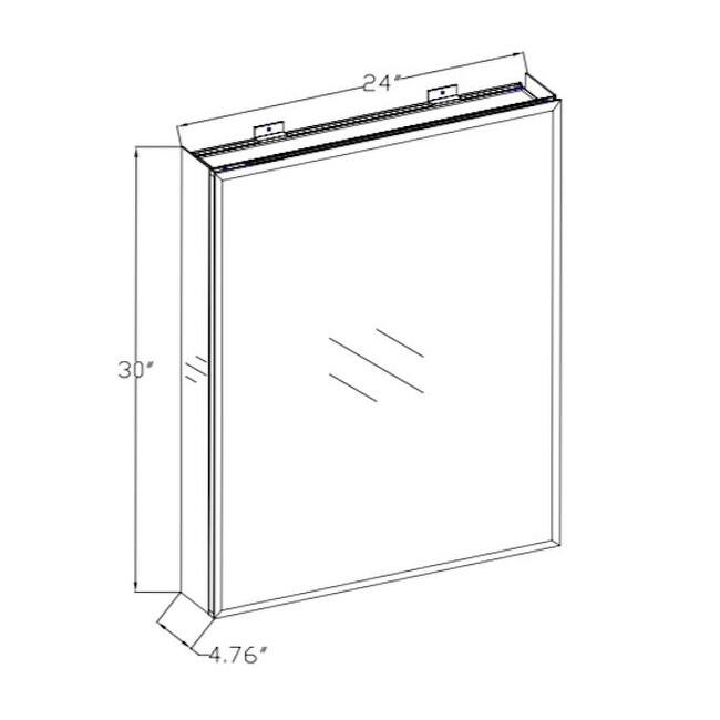 Utopia Alley Frameless 24inch x 30inch Rustproof Medicine Cabinet, Mirrored Sides, Recess Or Surface Mount, Silver
