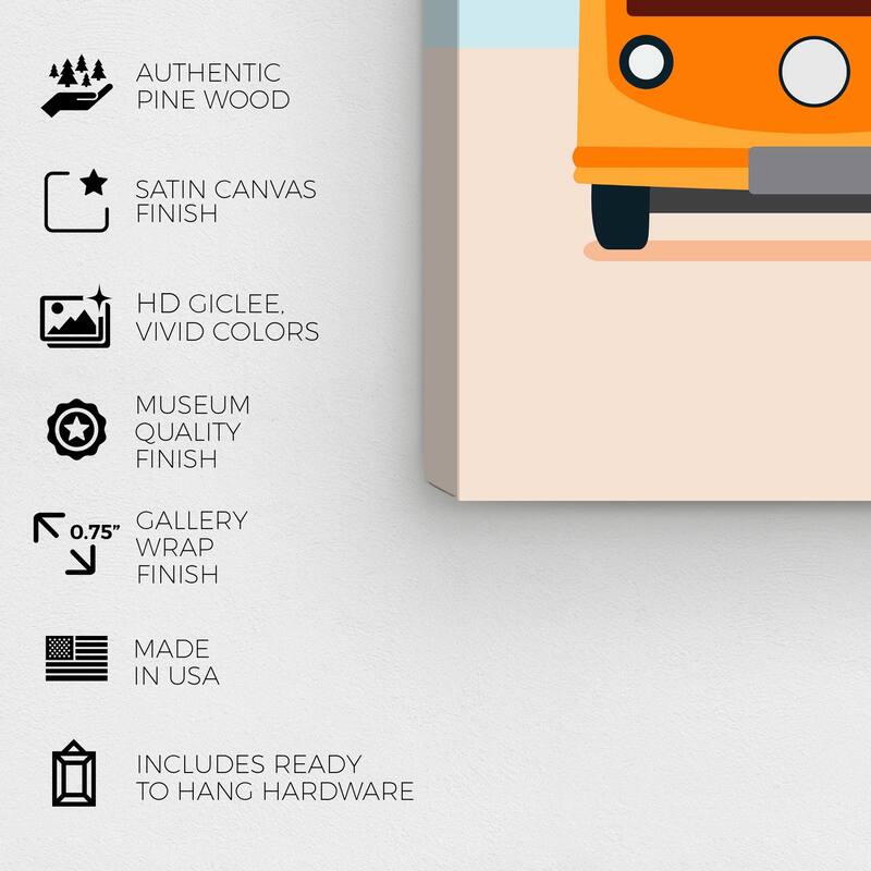 Wynwood Studio Canvas Transportation Road Trip Time Orange and Mid-Century Modern Wall Art Canvas Print