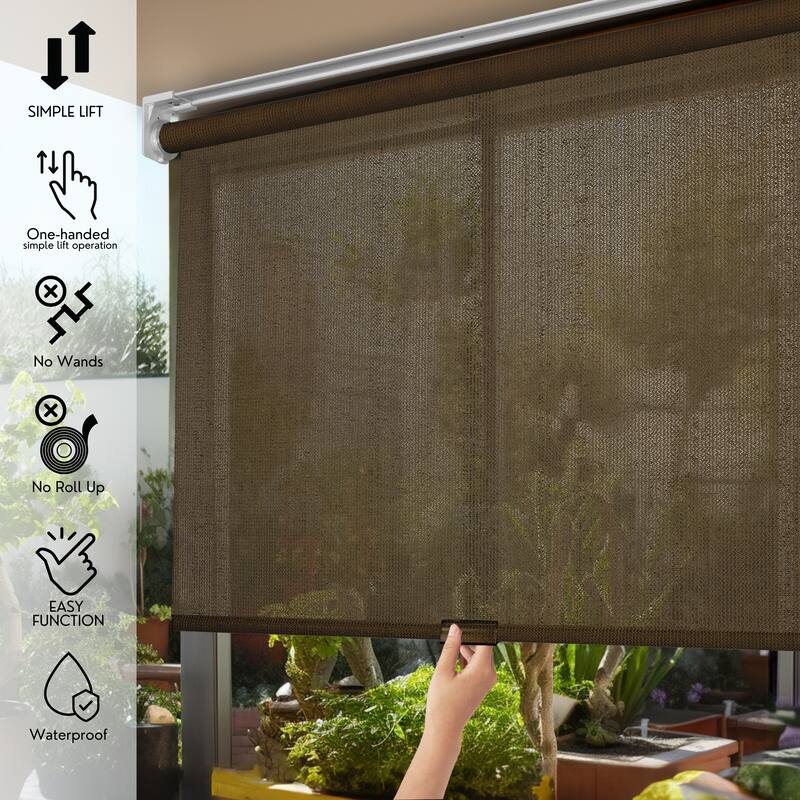 CHICOLOGY Cordless Outdoor Solar Shade, Exterior Roller Shade, UV Protrection Window Blind