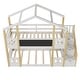preview thumbnail 10 of 10, Stylish & Simple Twin over Twin House Bunk Bed with White Storage Staircase and Blackboards, for a Family with 2 Kids, White