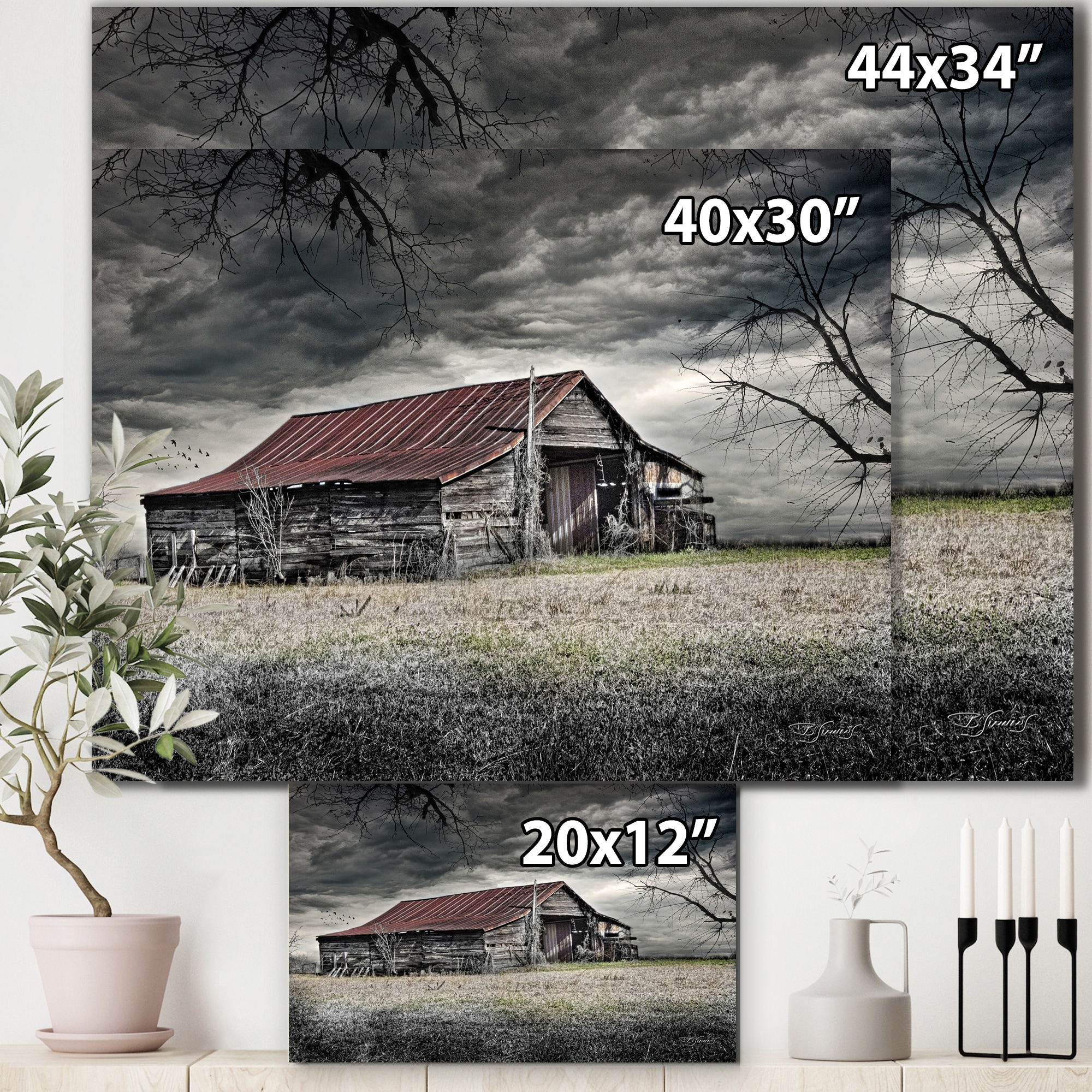 Designart 'Storm Barn' Farmhouse Canvas Artwork Print ...