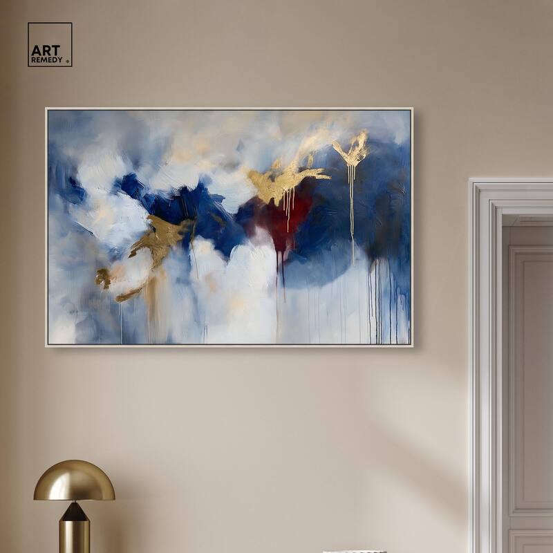 Eclipse of Gold and Blue Canvas by Art Remedy