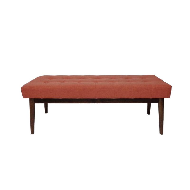 Mid-Century Tufted Ottoman with Rubberwood Frame by Christopher Knight Home