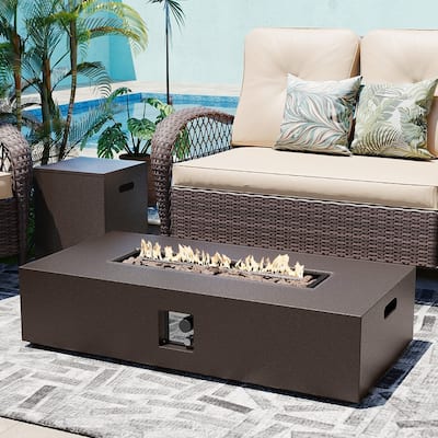 Patio Watcher 56-inch iron outdoor fire pit table with gas tank cover, lid - 56