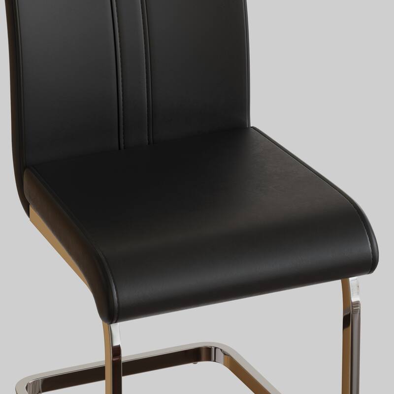 Modern Dining Chairs,PU Faux Leather High Back Upholstered Side Chair with Silver Metal Legs