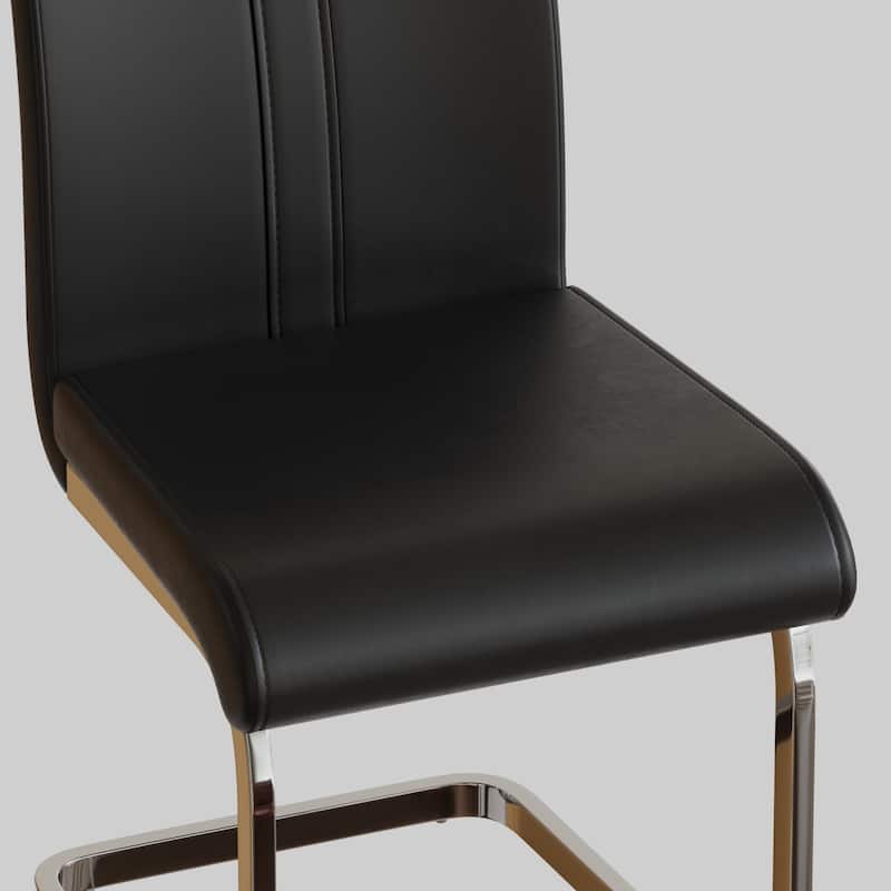 Modern Style Faux Leather High Back Dining Chairs Set of 4 with Metal Legs for Dining Room