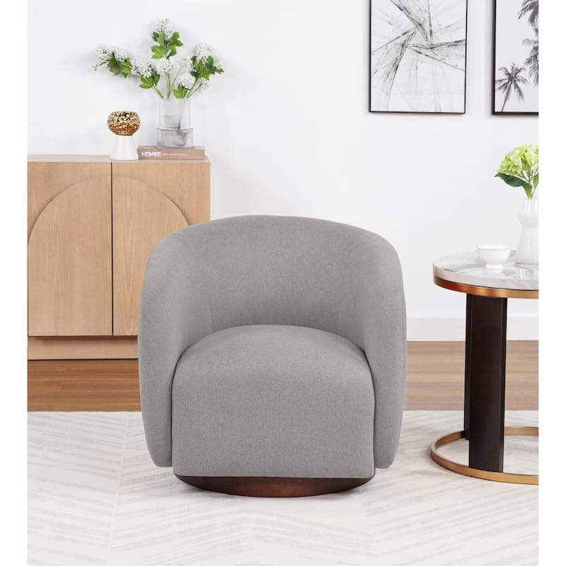 SEYNAR Modern Glam Boucle Fabric Round 360 Degree Swivel Barrel Chair