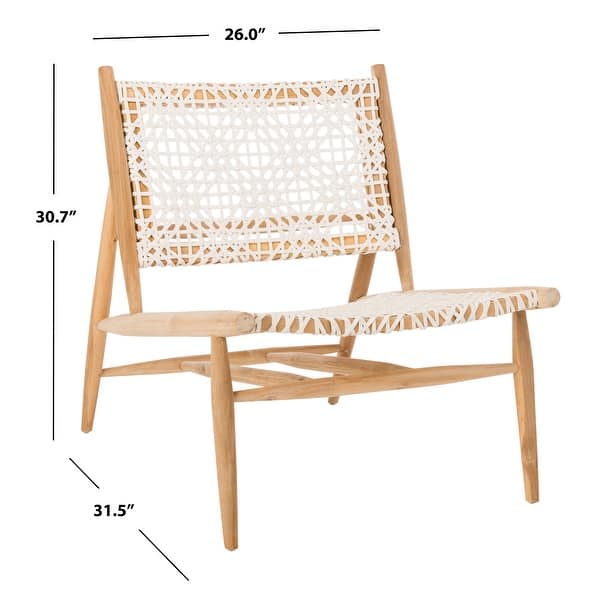 dimension image slide 5 of 6, SAFAVIEH Bandelier Open Leather Weave Squared Accent Chair. - 26" W x 32" D x 31" H