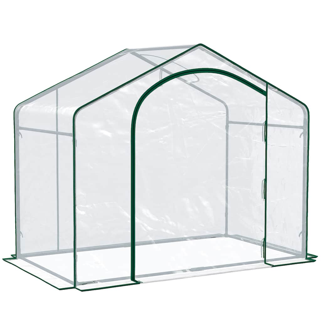 6'x3'x5' Portable Walk-in Greenhouse with PVC Cover, Steel Frame, Zipper Door & Top Vent for Plants