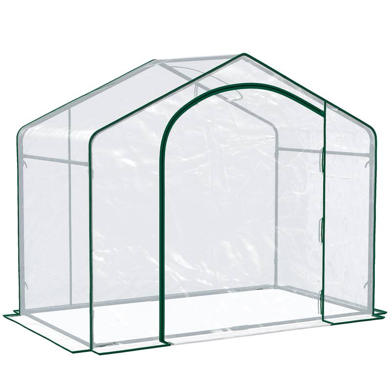 6'x3'x5' Portable Walk-in Greenhouse with PVC Cover, Steel Frame, Zipper Door & Top Vent for Plants - Clear
