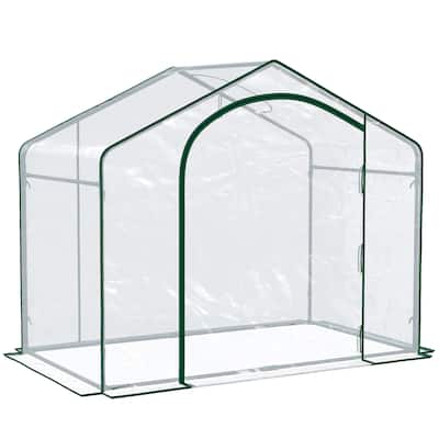 Portable Walk-in Greenhouse, PVC Cover, Steel Frame Garden Hot House, Zipper Door, Top Vent for Flowers, Vegetables, Saplings