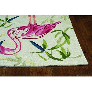 2'x3' Ivory Pink Hand Hooked Flamingo Indoor Accent Rug - 3'6