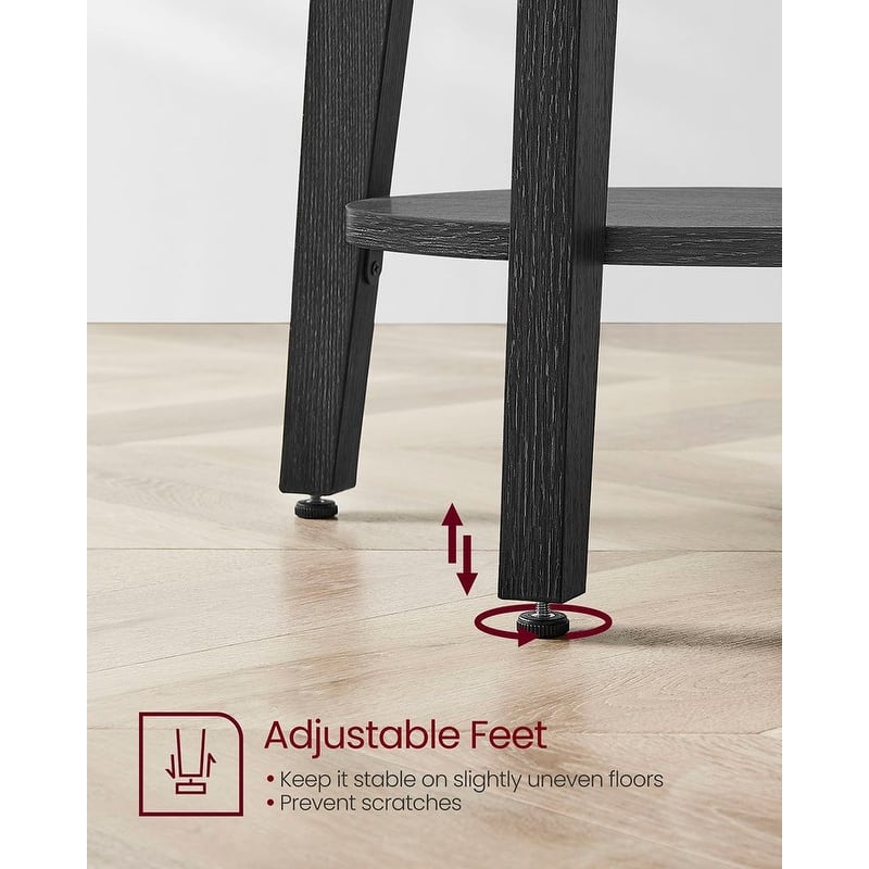 2-Tier Modern Nightstand Table Round Walnut Side Table for Bedroom Living Room or Entryway - 15.8”L x 15.8"W x 19.7”H