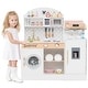preview thumbnail 23 of 30, Costway Kids Kitchen Set Wooden Kitchen Playset with Clock, Microwave, - See Details