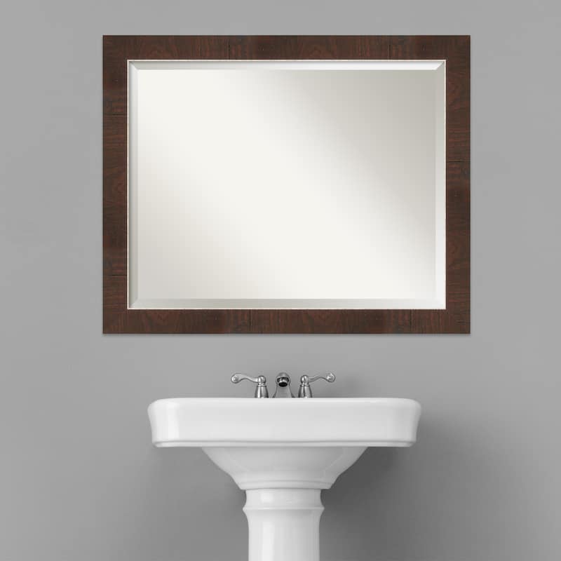 Beveled Bathroom Wall Mirror - Wildwood Brown Frame