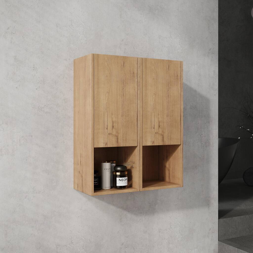 24" Bathroom Side Cabinet, Soft Close Doors, Float Mounting Design, Imitative Oak