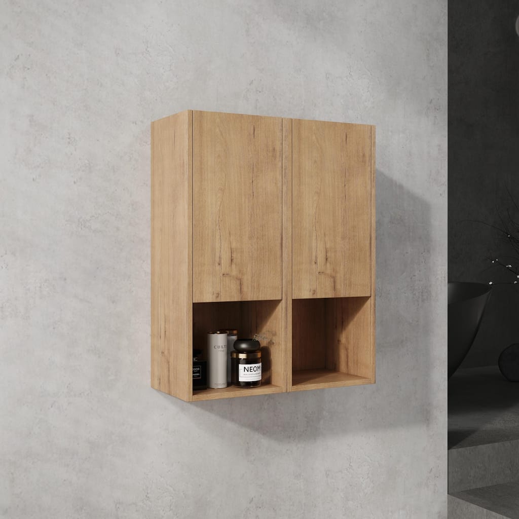 Modern Bathroom Side Cabinet with Soft-Close Door Hinges & Reversible Door, Floating Wall-Mounted Storage Cabinet