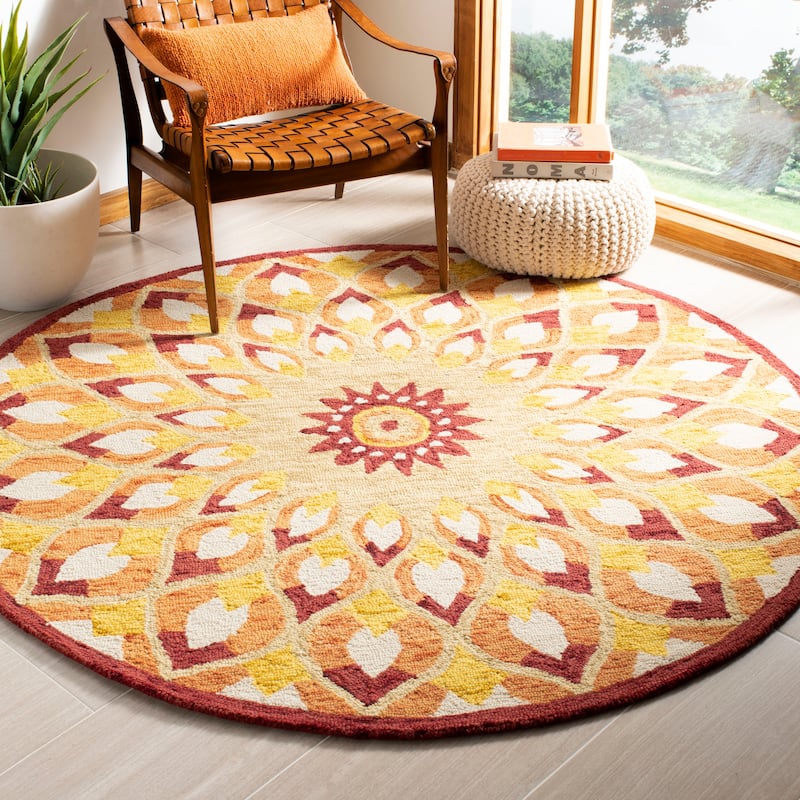 SAFAVIEH Handmade Novelty Aryana Wool Rug - 7' Round - Rust/Gold