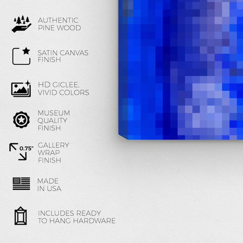 Wynwood Studio Canvas Abstract Agate Pixel Blue and Dark Blue Modern & Contemporary Wall Art Canvas Print