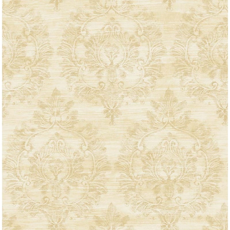 Seabrook Designs Erasmo Damask Unpasted Wallpaper - 20.5 in. W x 33 ft. L - Metallic Sand