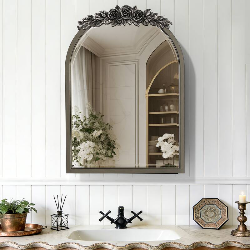 Vintage Baroque Arched Mirror Medicine Cabinet Recessed or Surface ...