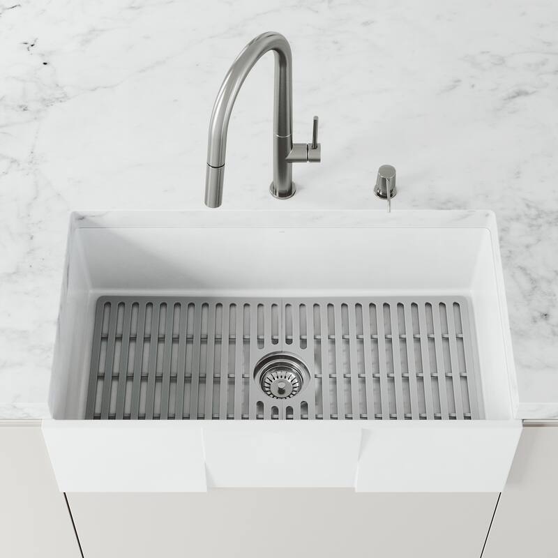 VIGO 33" L X 15" W Silicone Protective Bottom Grid for Kitchen Sink in Gray - Gray