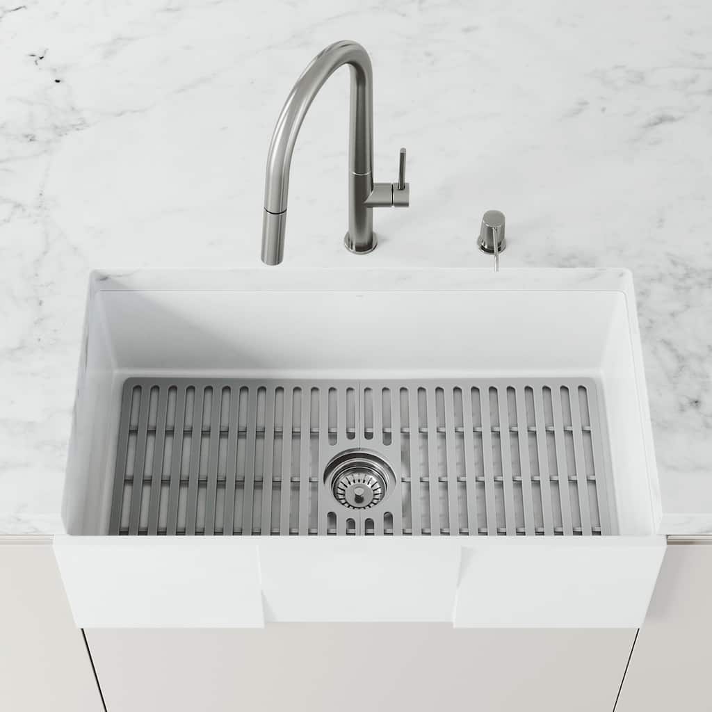 VIGO 33" L X 15" W Silicone Protective Bottom Grid for Kitchen Sink in Gray
