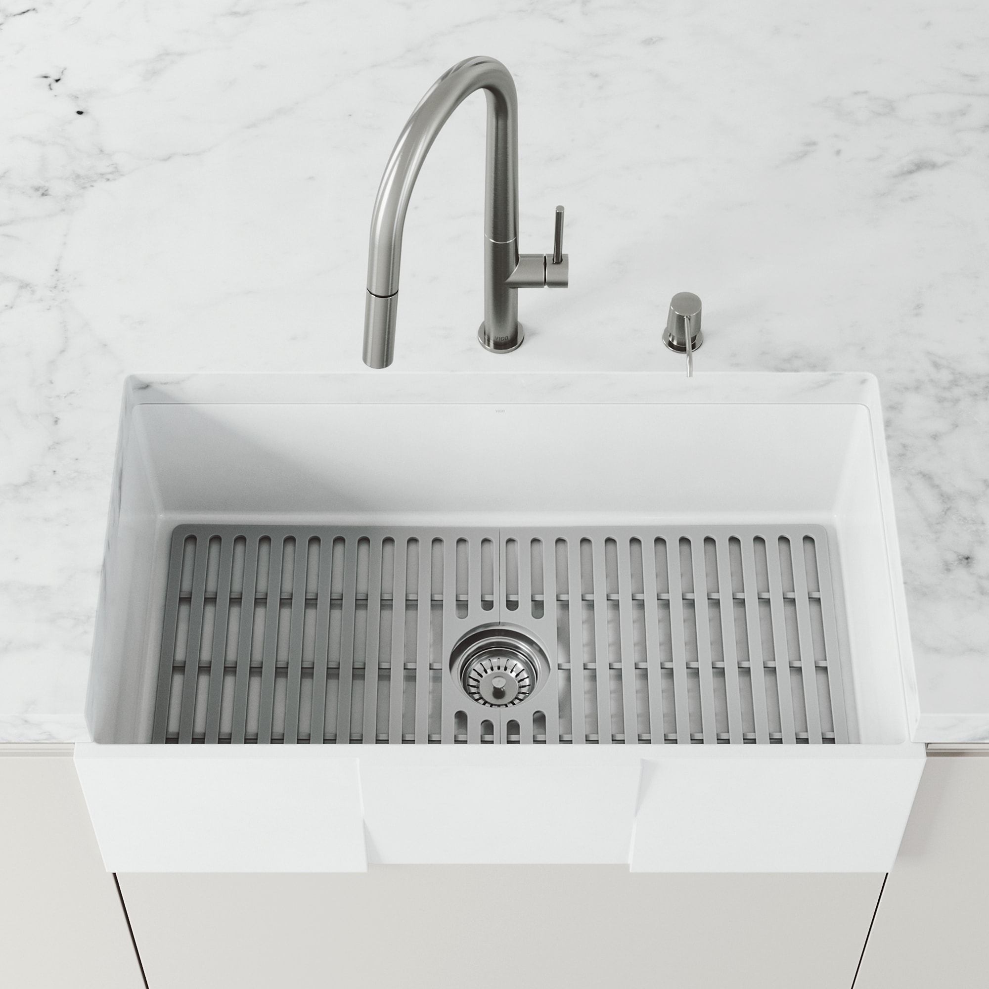 VIGO 33" L X 15" W Silicone Protective Bottom Grid for Kitchen Sink in Gray