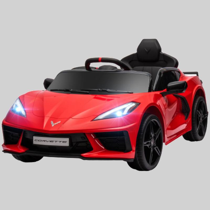 Licensed Chevrolet Corvette 12V Electric Car for Kids with Remote Control, Suspension System, Headlights, Music & Horn - Red