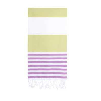 Olive Orchid Beach Towel - Striped Authentic 100% Turkish Cotton Beach & Bath Towels - Citizens of the Beach Collection