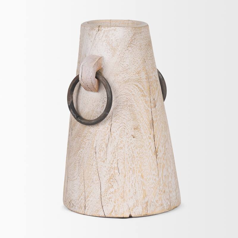 Monique Small Light Brown w/ Handles Wood Pot