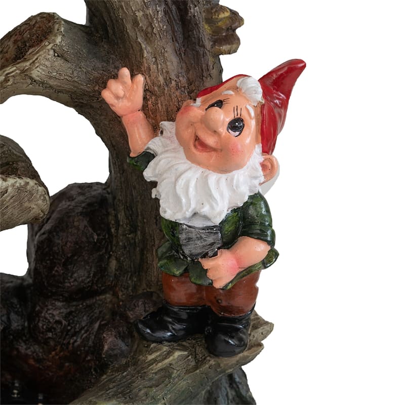 Decorative Woodland Gnome Water Fountain with LED Light
