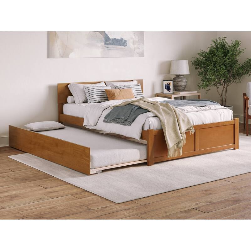 AFI Orlando Platform Bed with Footboard & Twin XL Trundle