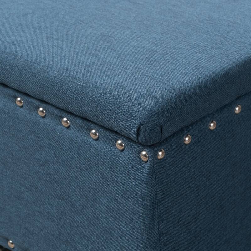 Tatiana Contemporary Fabric Storage Ottoman with Nailhead Trim by Christopher Knight Home