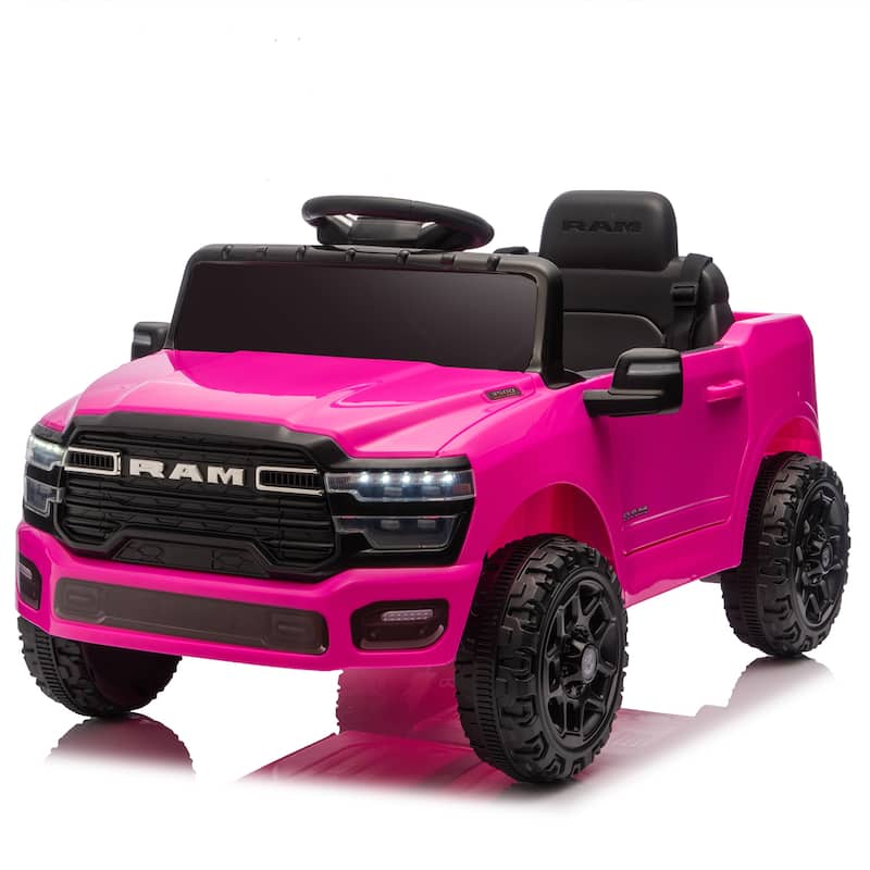 Stylish Kids Ride-On Truck with Remote Control, Pink Ride-On Car with Bluetooth Music & LED Headlights