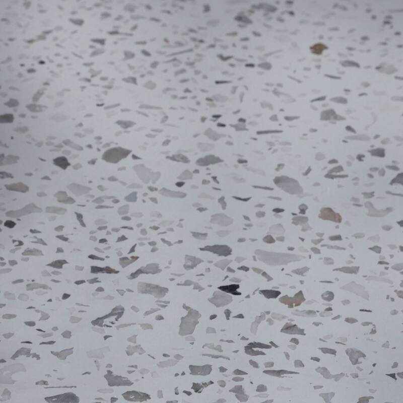 Kinsley IndoorOutdoor White Terrazzo and Acacia 55inch Rectangular