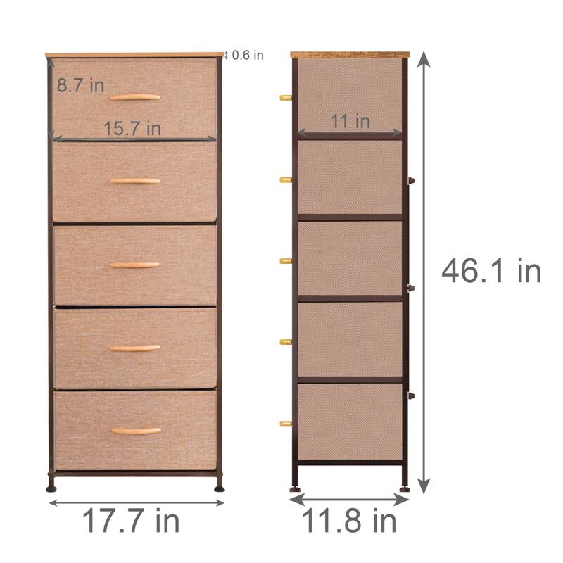 Crestlive Products Household 5-Drawer Vertical Dresser Storage Chest