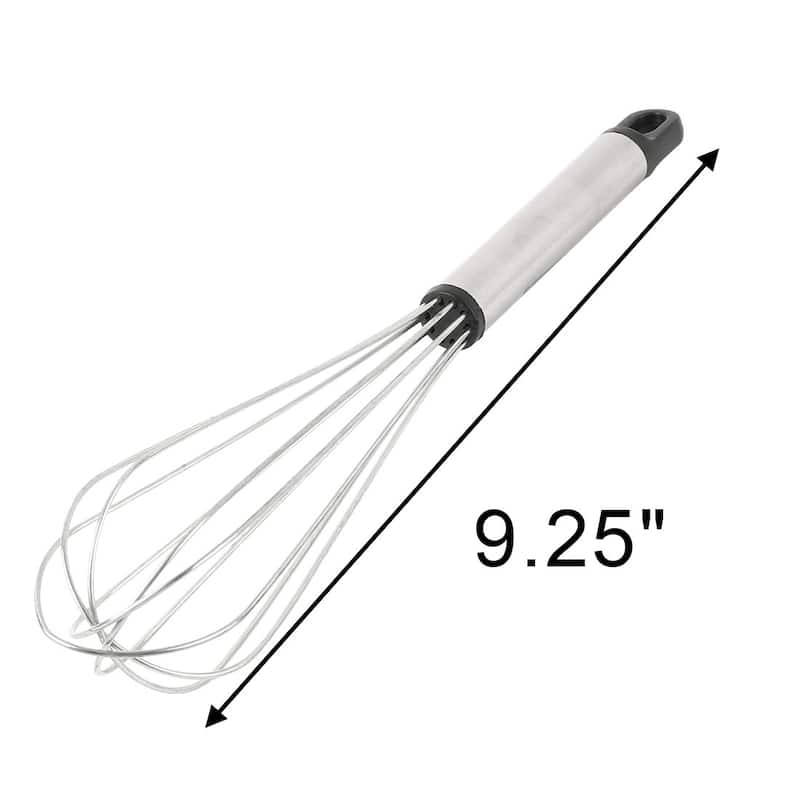 Restaurant Kitchen Metal Egg Whisk Milk Balloon Wire Beater Blender Silver Tone - Black,Silver Tone
