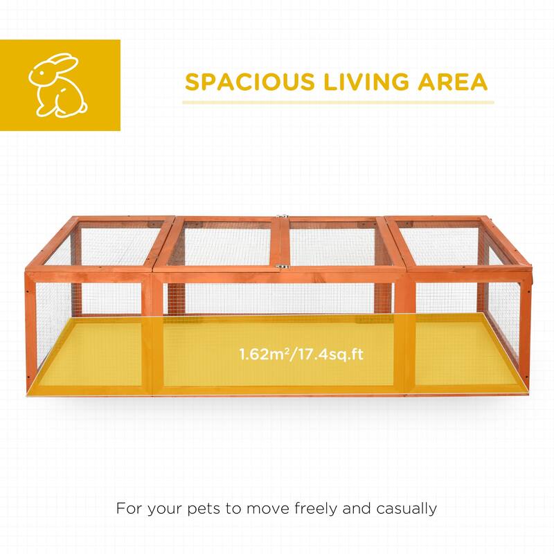 Small Pet Cage with Wheels, Shelf Storage and Two Access Doors - 70.75" L x 35.5" W x 19" H